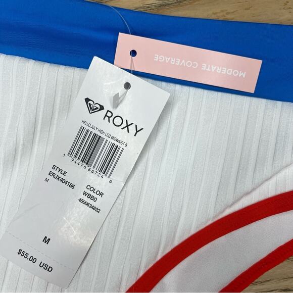 NWT Roxy Hello July High Leg Midwaist Bikini Bottoms Moderate Coverage Size M - Picture 4 of 5
